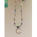 Halskette mit Zirkonia Perlen und Mond Anhänger