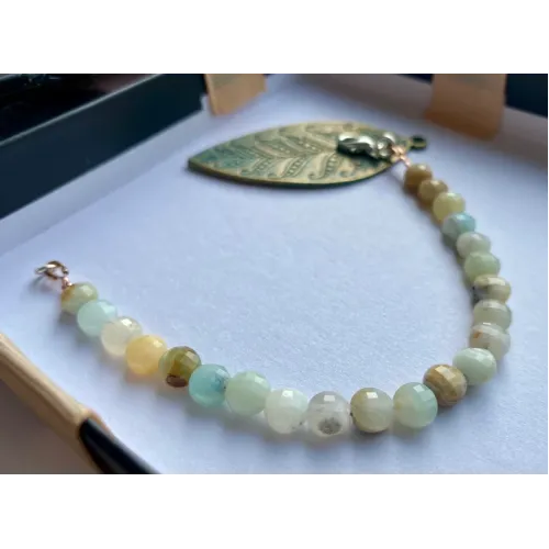 Armband mit facettierten Amazonit Münzen