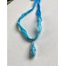 Larimar Anhänger an Stoffband in Blau