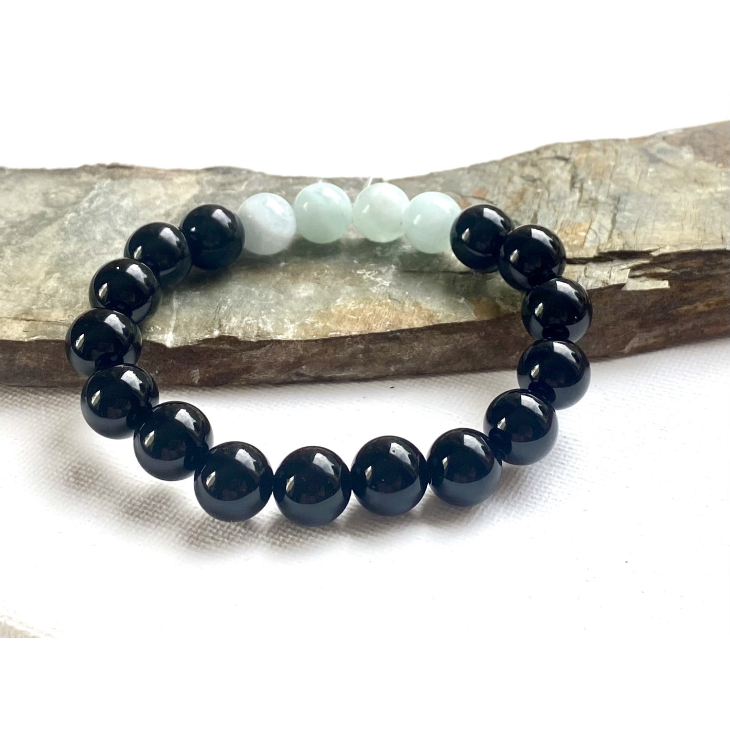 Onyx und Aquamarin Armband