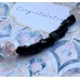 Armband aus Schörl (Schwarzer Turmalin), Onyx und geschliffenem Rosenquarz