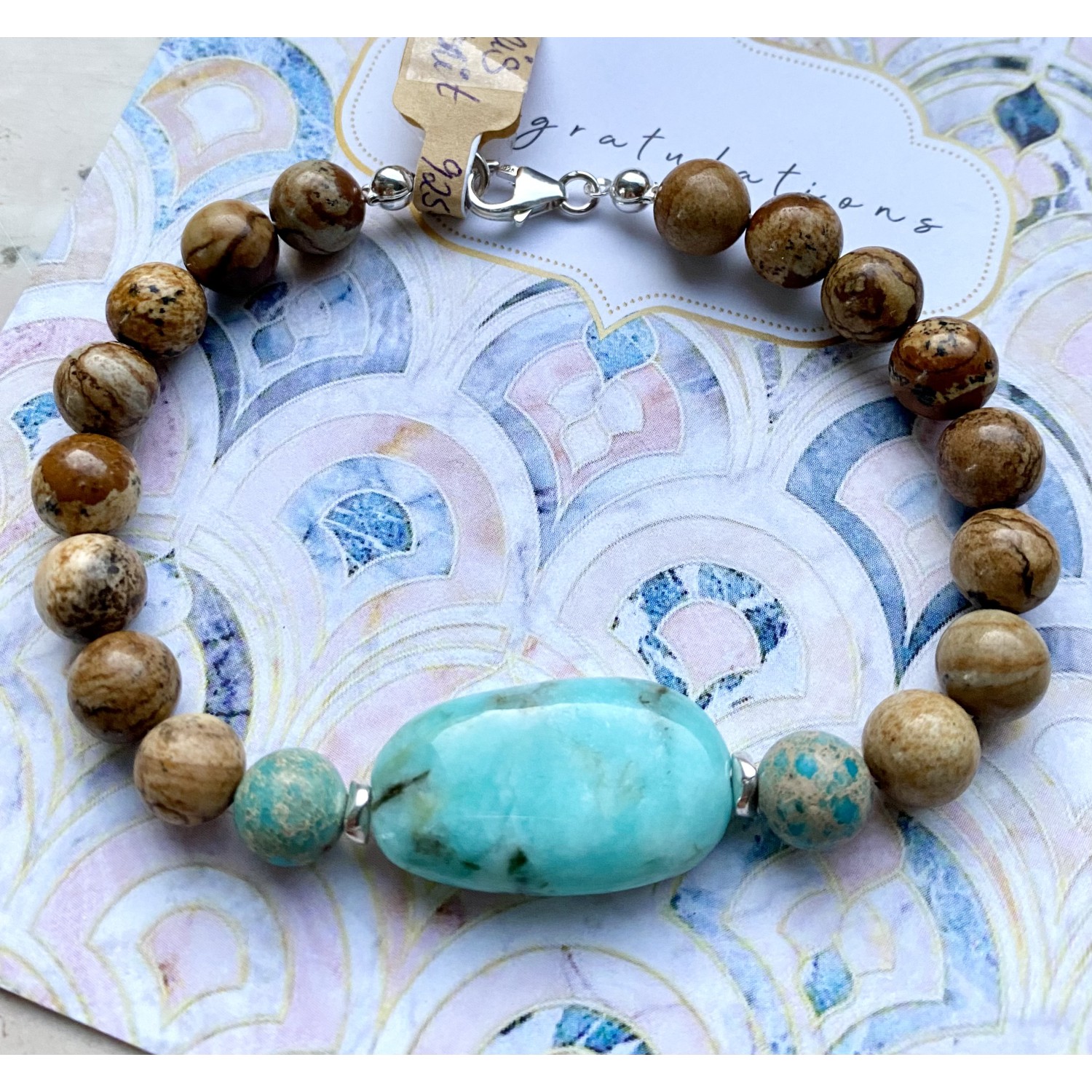 Armband mit Amazonit und Jaspis