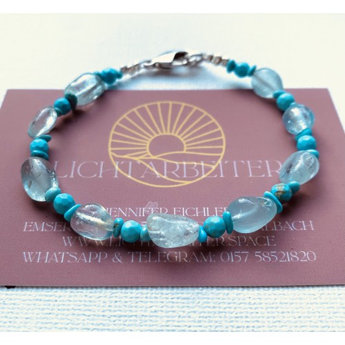 Hals Chakra Armband aus Türkis und Aquamarin