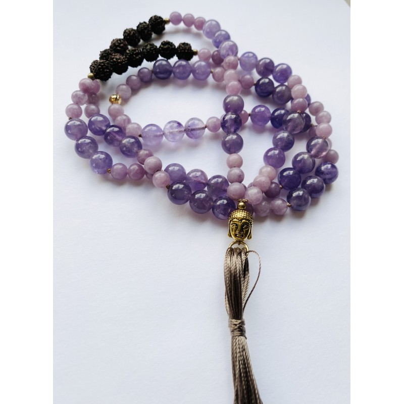 Innere Ruhe Mala • Amethyst und Lepidolith