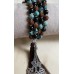 Mala aus Türkis, Schwarzem Turmalin und Rudraksha