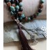 Mala aus Türkis, Schwarzem Turmalin und Rudraksha