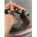 Mala aus Türkis, Schwarzem Turmalin und Rudraksha
