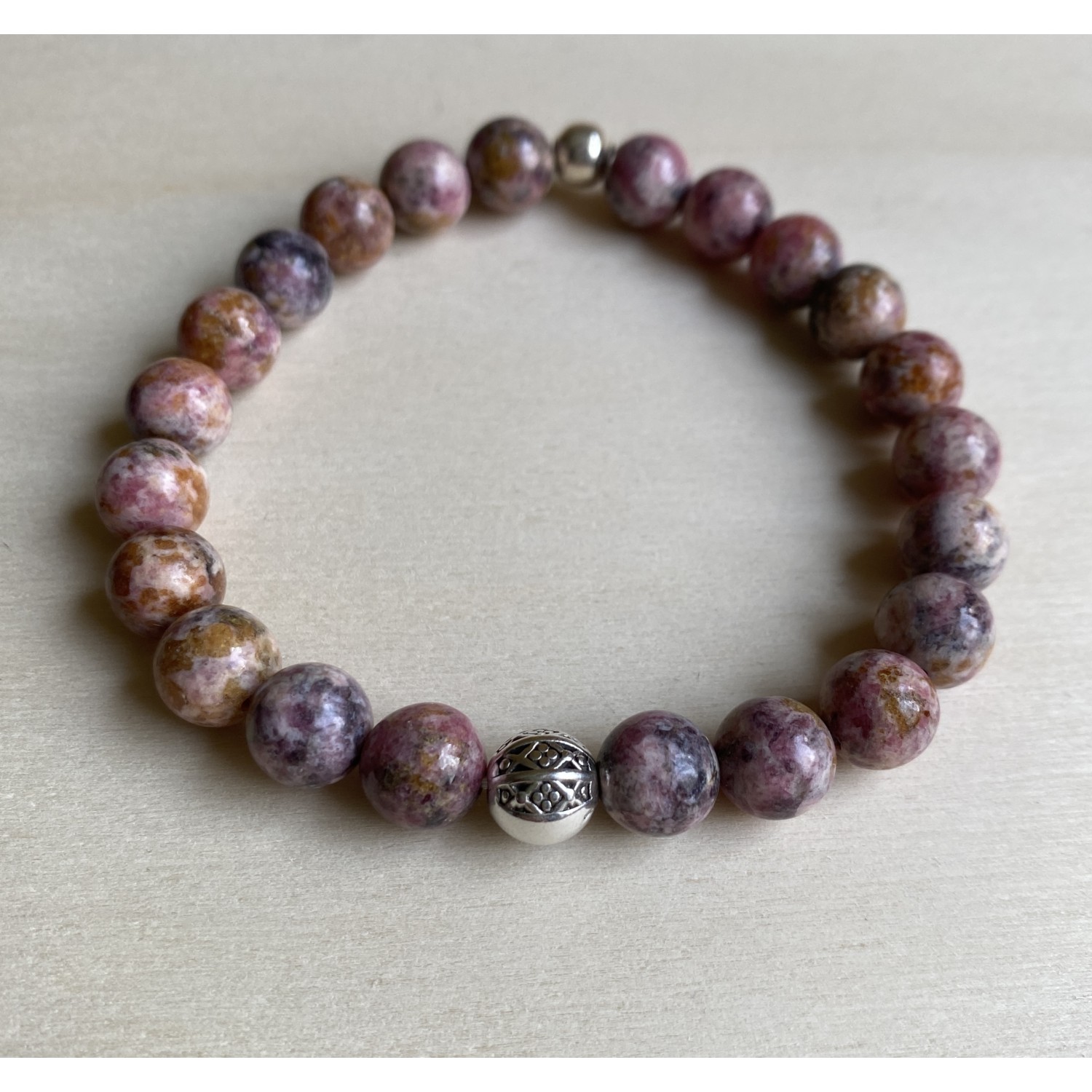 Rhodonit Armband mit Kugel