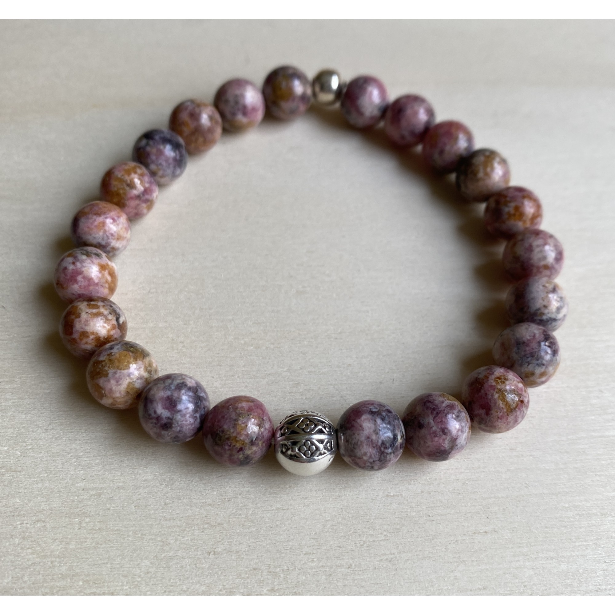 Rhodonit Armband mit Kugel