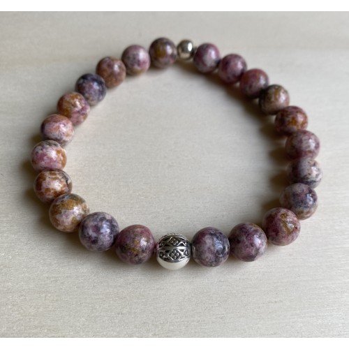 Rhodonit Armband mit Kugel