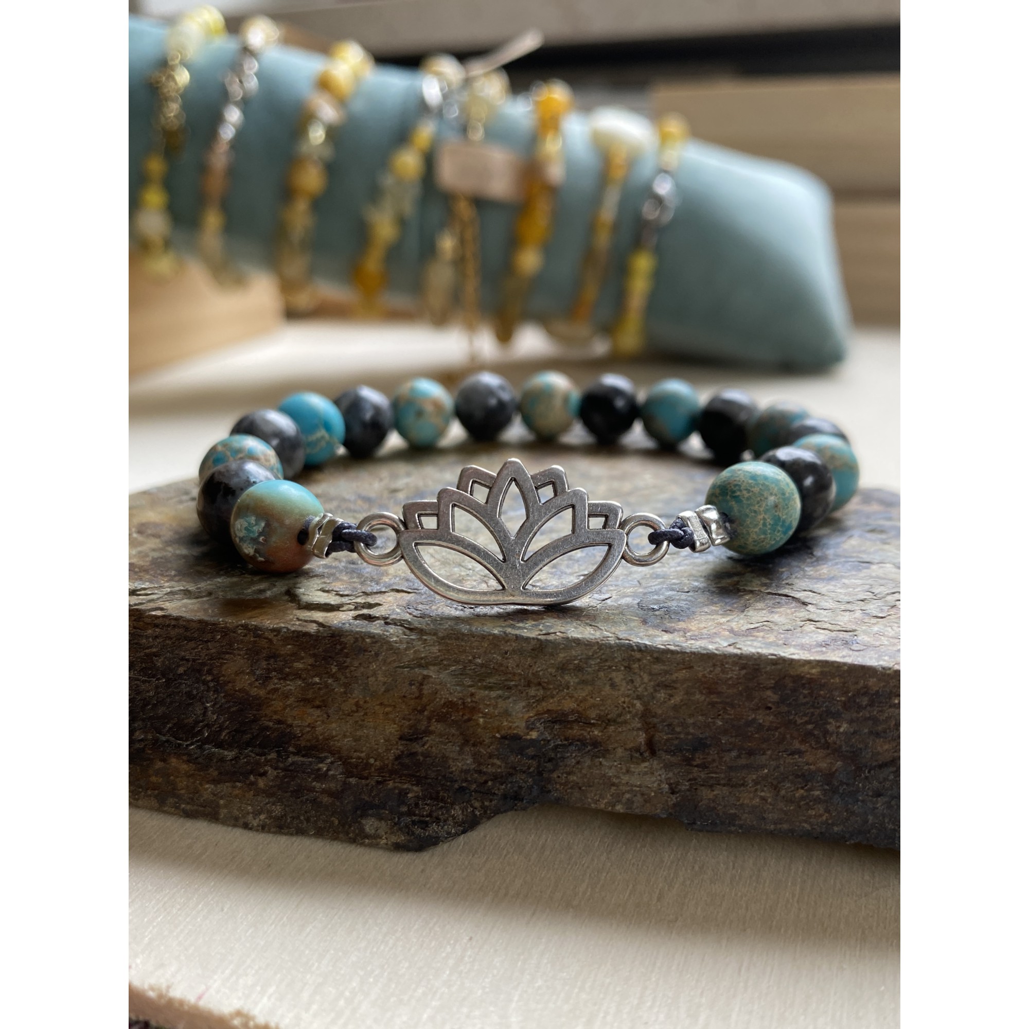 Jaspis und Labradorit Armband