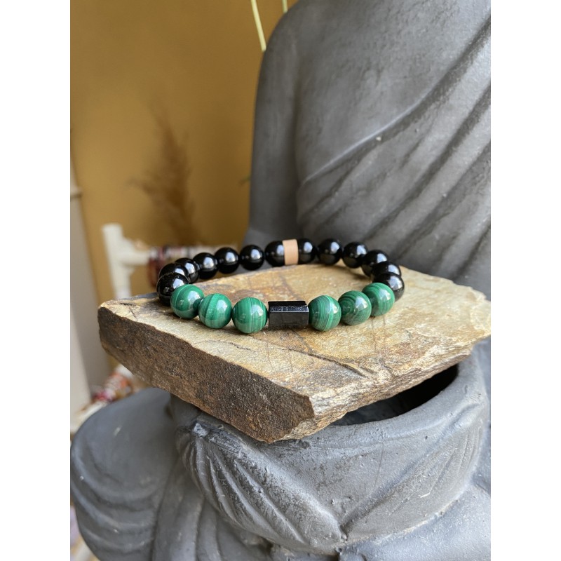 Armband Malachit und Turmalin