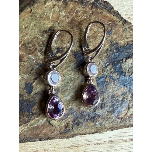 Ohrringe aus Amethyst und Rosenquarz