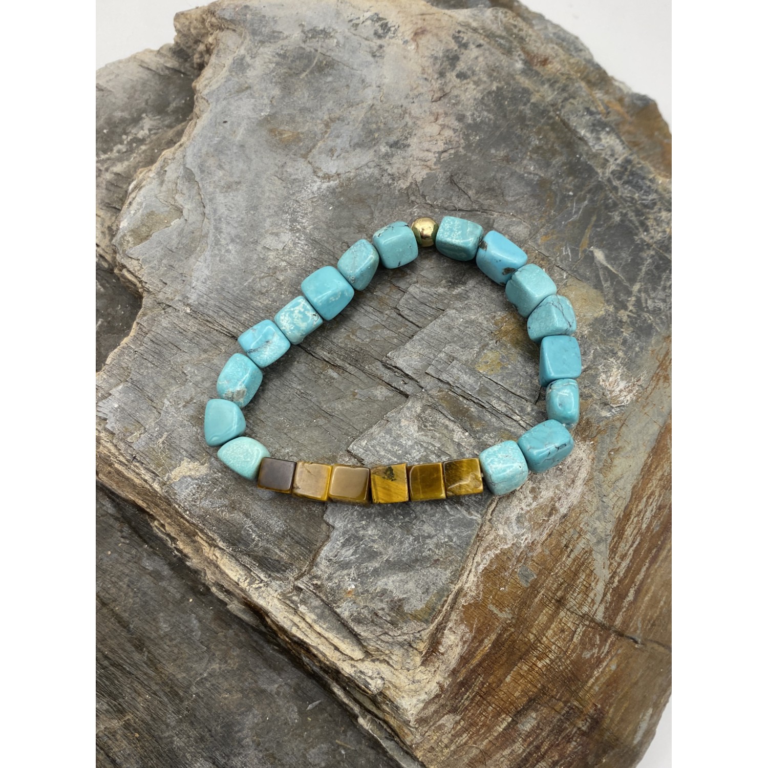 Türkis und Tigerauge Würfel Armband