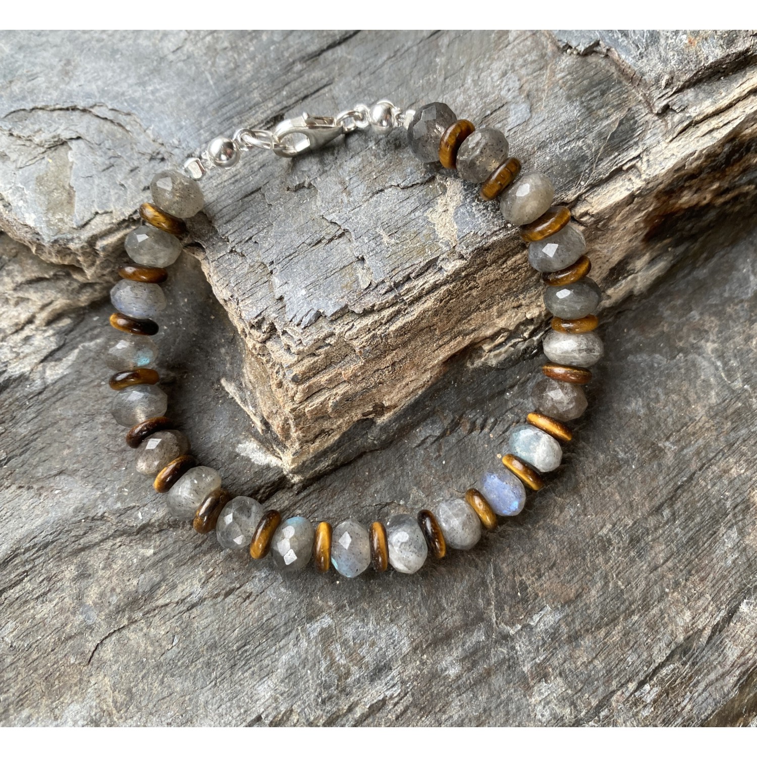 Labradorit und Tigerauge Armband
