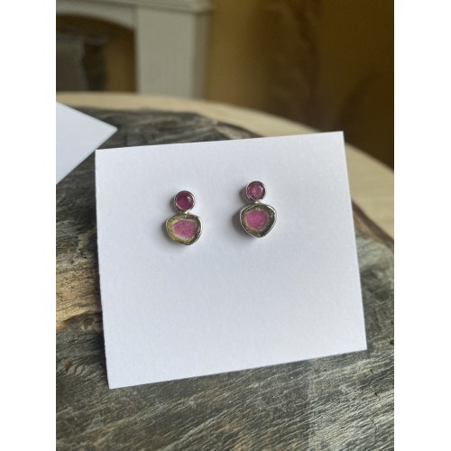 Watermelon Tourmaline Stud Earrings Watermelon Tourmaline Stud Earrings