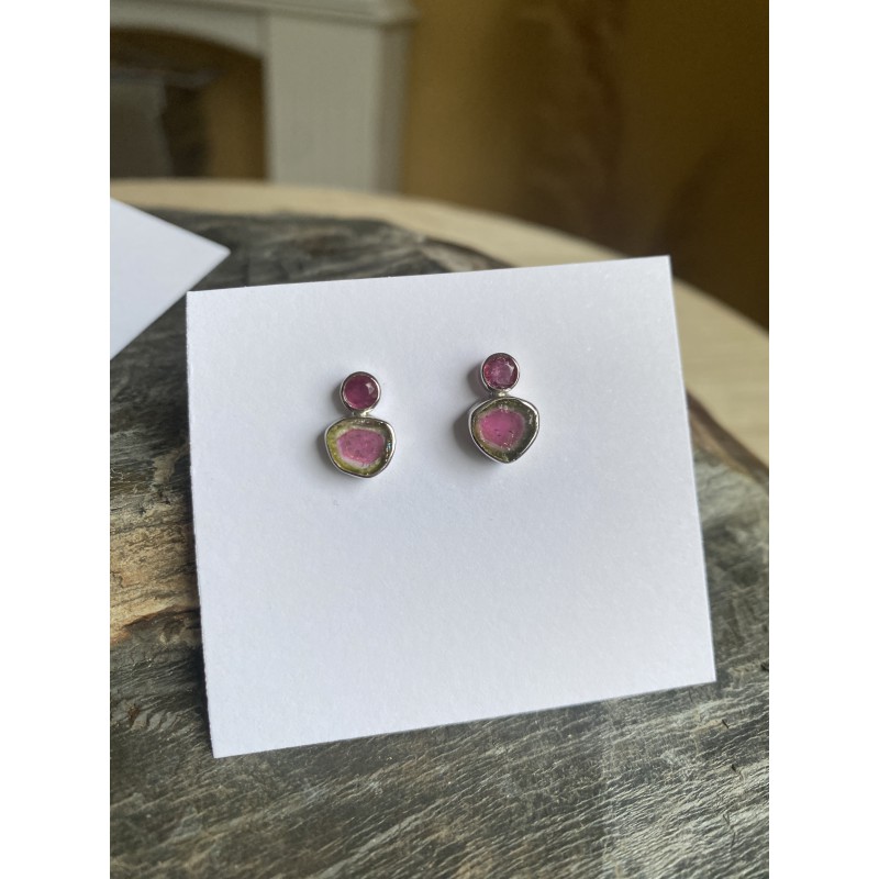 Wassermelonen Turmalin Ohrstecker