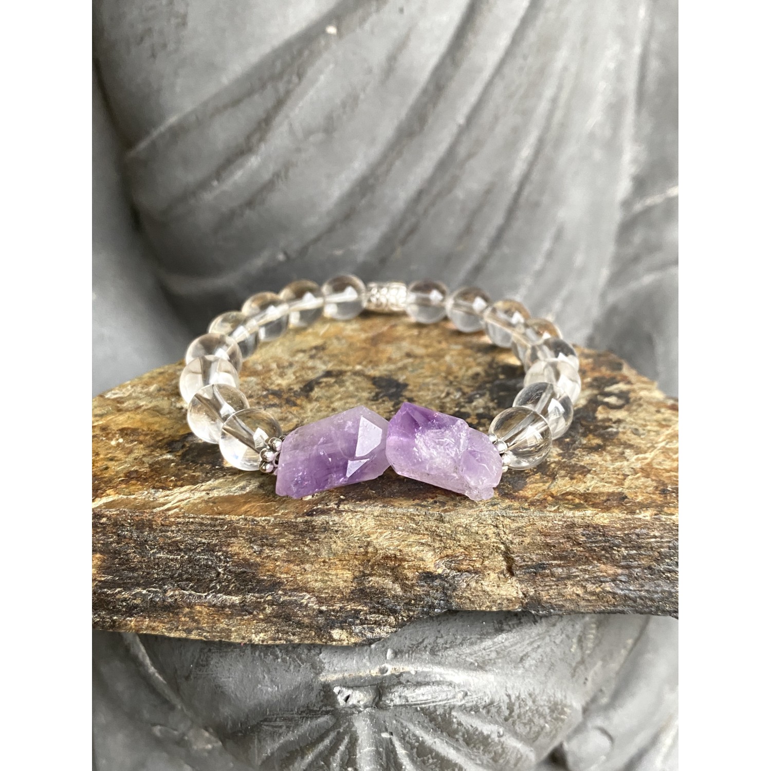 Bergkristall und Amethyst Armband