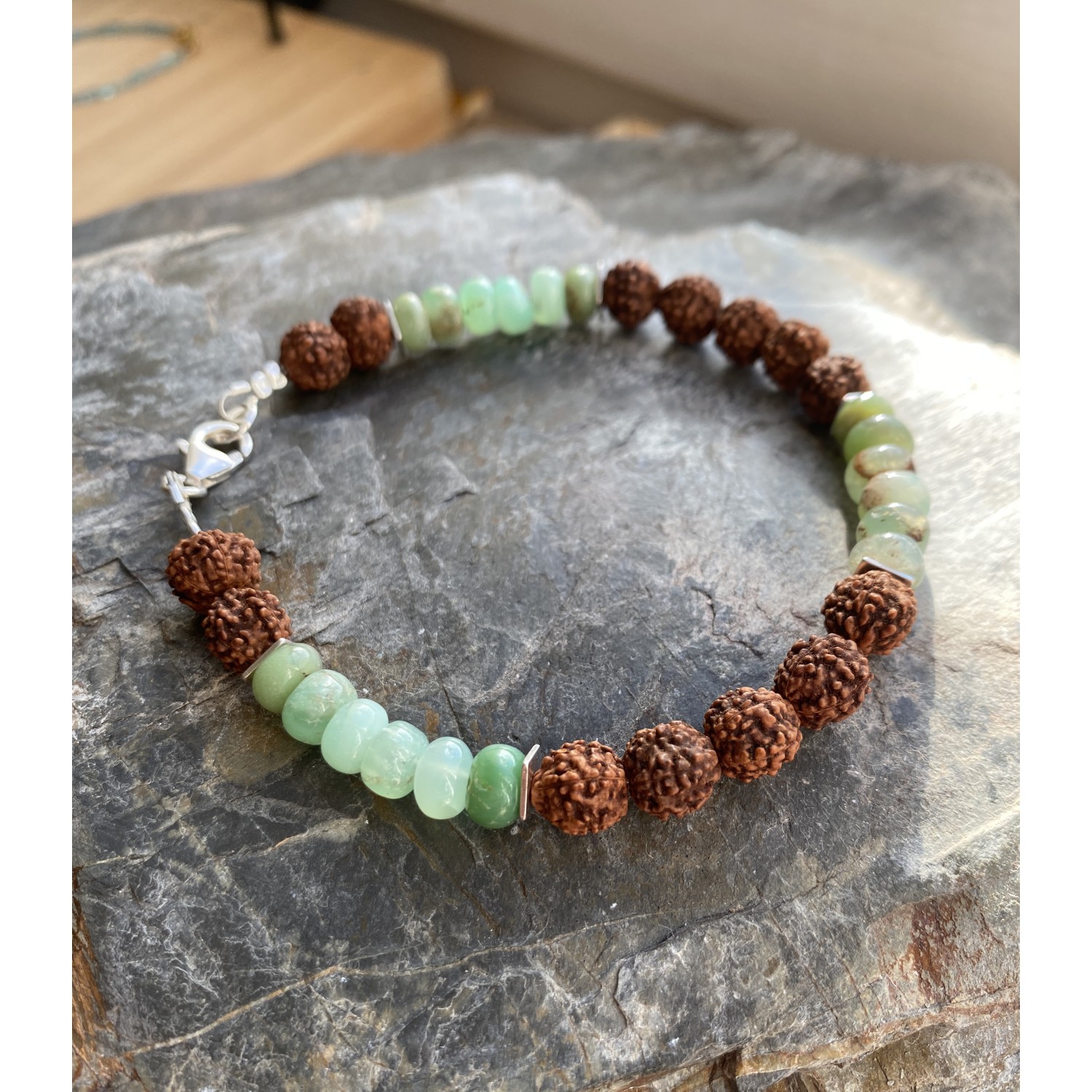 Men's Jewellery Chrysopras und Rudraksha Armband