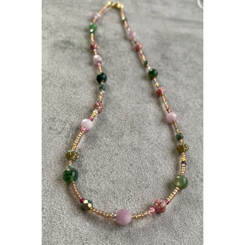 Moosachat und Kunzit Feenkette Moosachat und Kunzit Feenkette