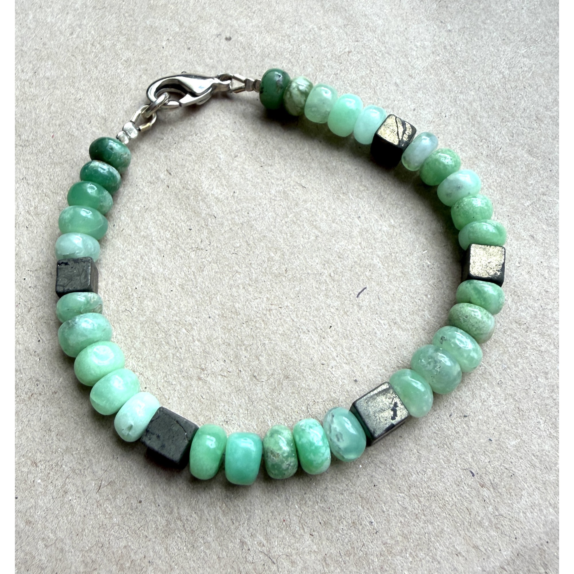 Chrysopras und Pyrit Armband