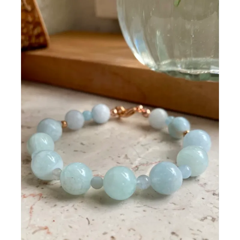 Aquamarin Perlen Armband
